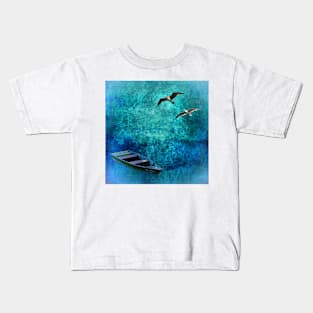 Floating On A Sea Of Blue Kids T-Shirt